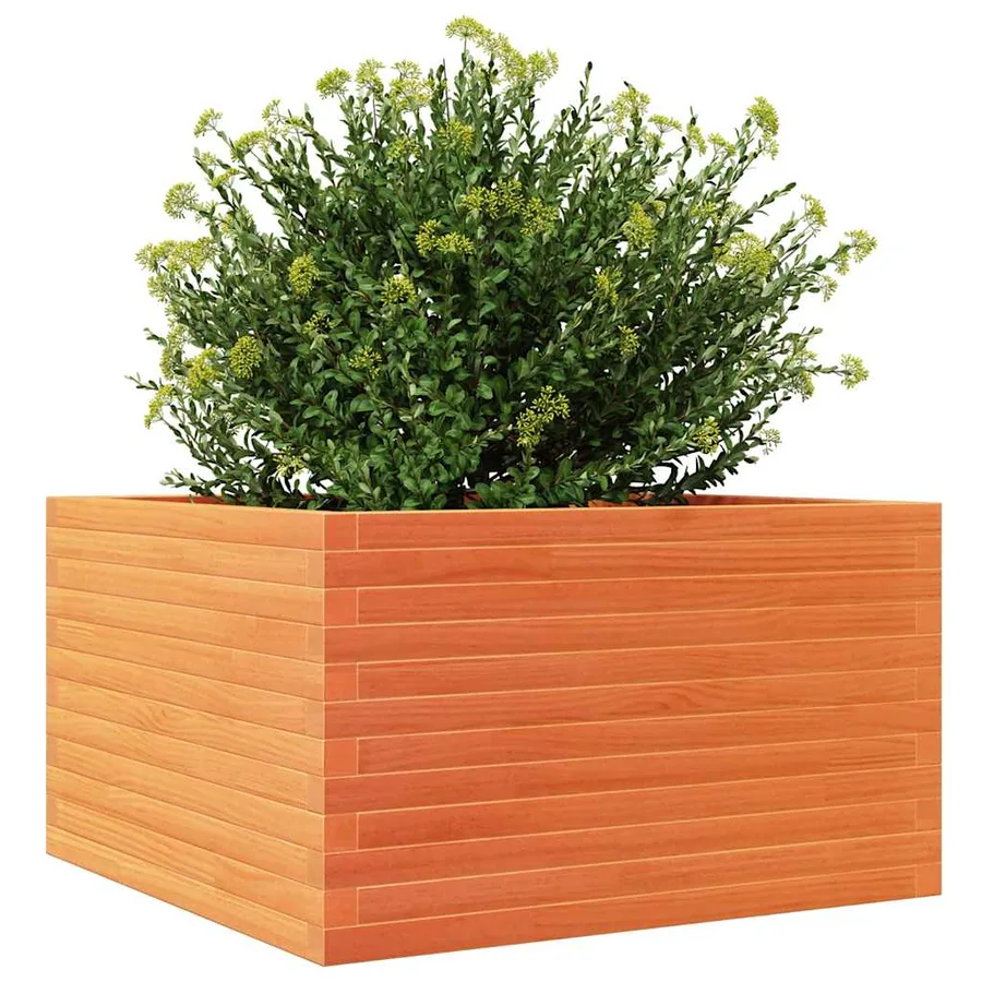 Jardinière cire marron 80x80x46 cm bois de pin massif - 4
