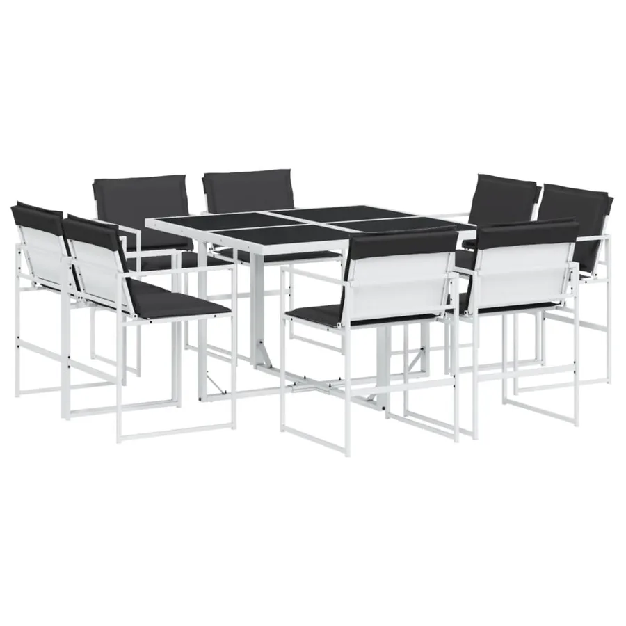 Ensemble à manger de jardin avec coussins 9 pcs blanc textilène - 2