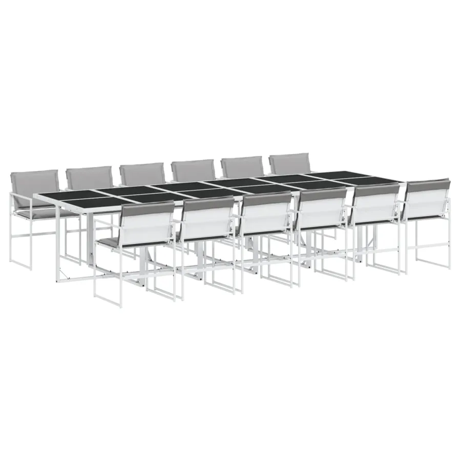 Ensemble à manger de jardin avec coussins 13pcs blanc textilène - 2