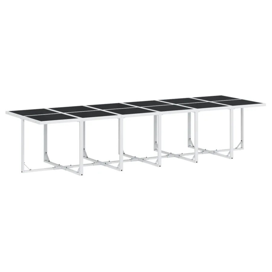 Ensemble à manger de jardin avec coussins 13pcs blanc textilène - 3