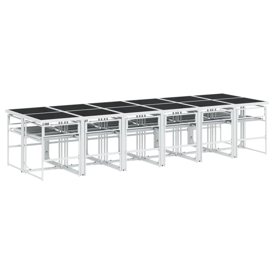 Ensemble à manger de jardin avec coussins 13pcs blanc textilène - 5