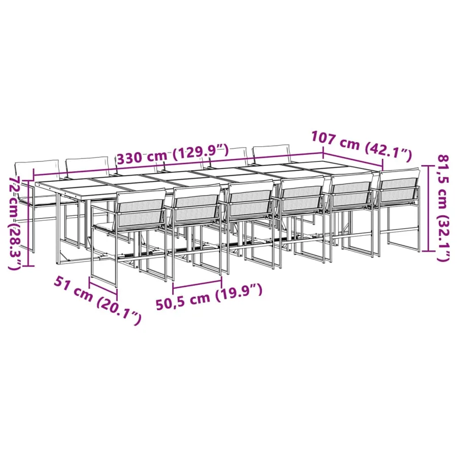 Ensemble à manger de jardin avec coussins 13pcs blanc textilène - 9
