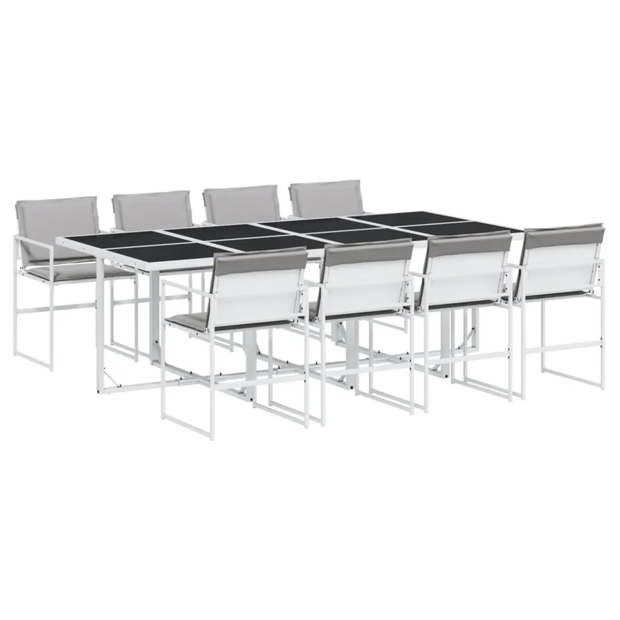 Ensemble à manger de jardin avec coussins 9 pcs blanc textilène - 2