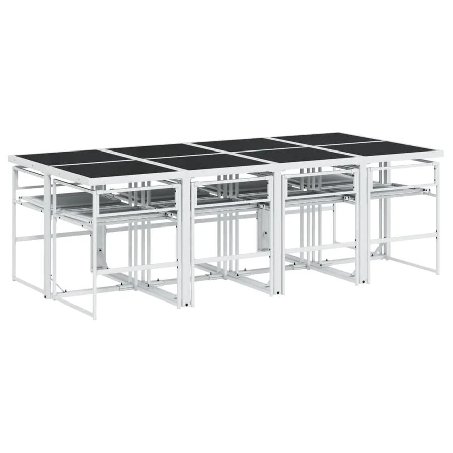 Ensemble à manger de jardin avec coussins 9 pcs blanc textilène - 5