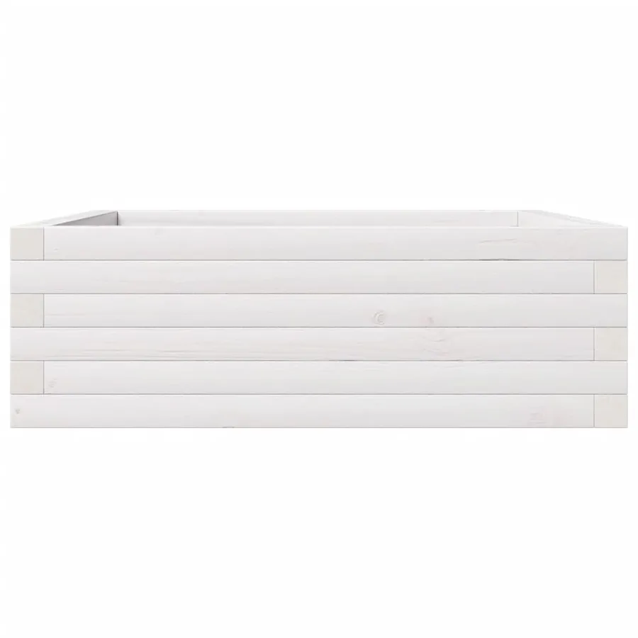 Jardinière blanc 70x70x23 cm bois de pin massif - 5