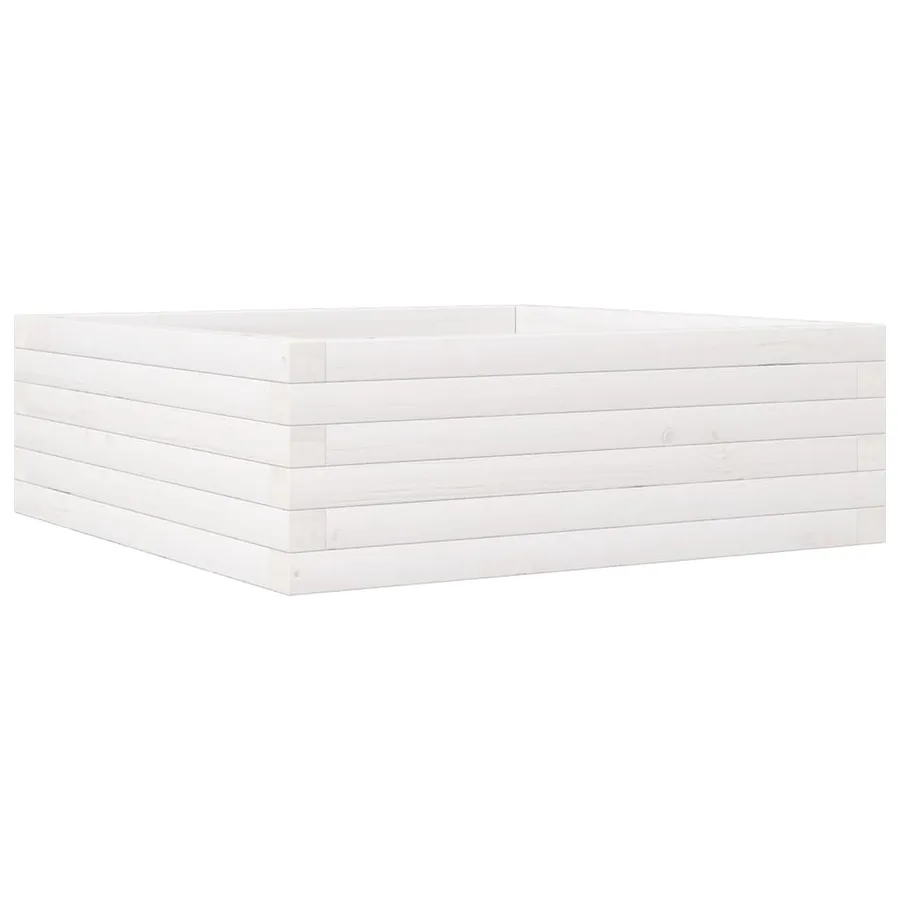 Jardinière blanc 70x70x23 cm bois de pin massif - 7