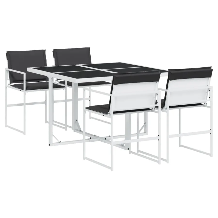 Ensemble à manger de jardin avec coussins 5 pcs blanc textilène - 2