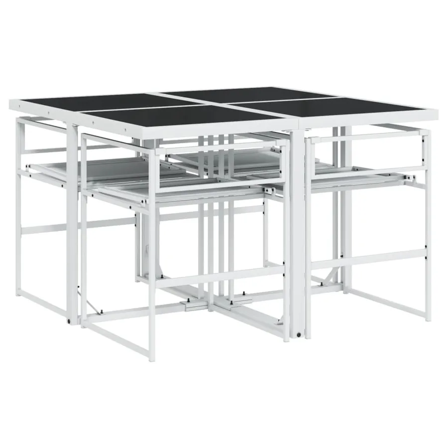 Ensemble à manger de jardin avec coussins 5 pcs blanc textilène - 5