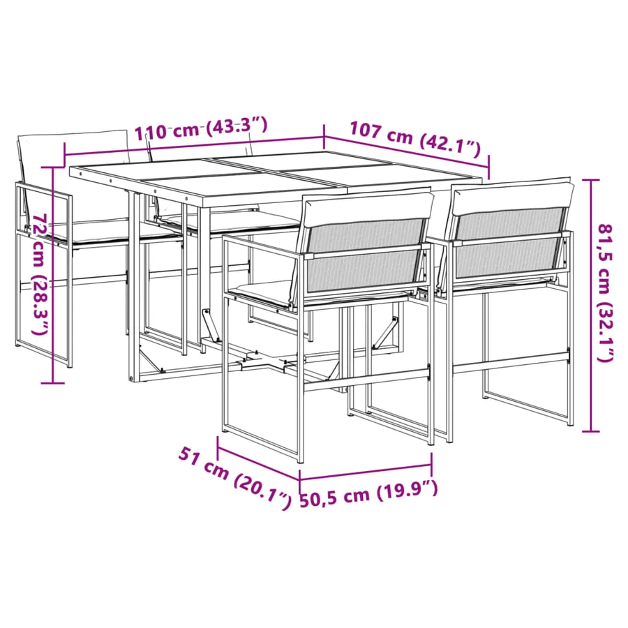 Ensemble à manger de jardin avec coussins 5 pcs blanc textilène - 9