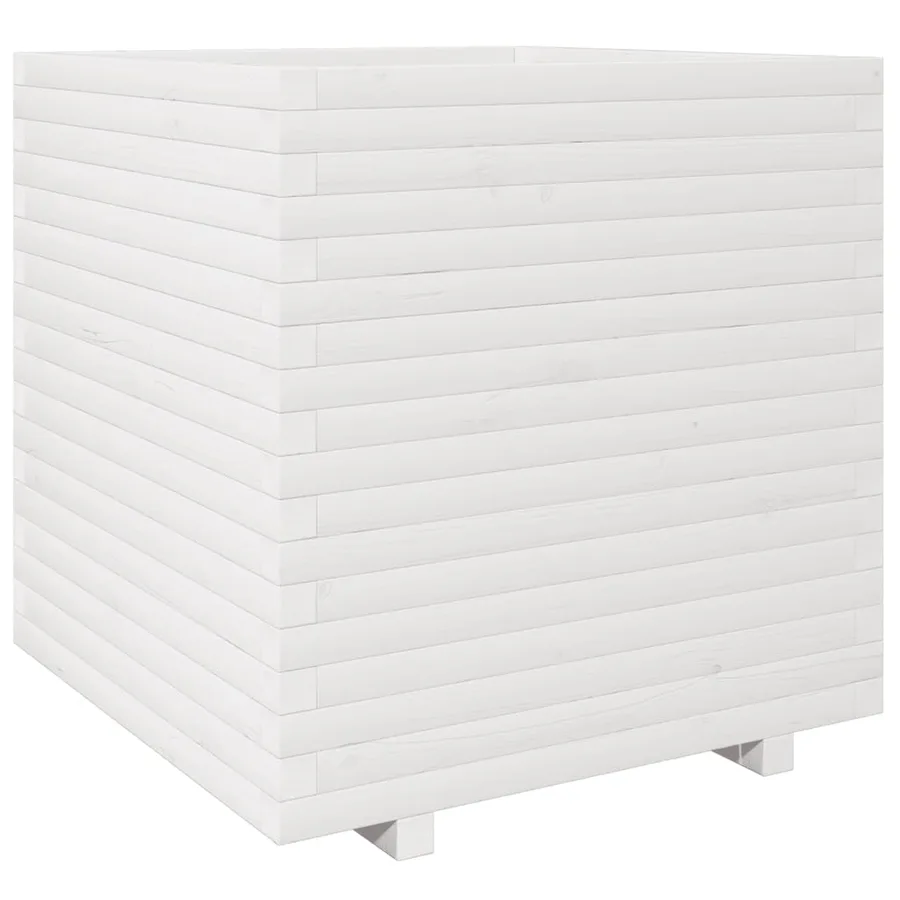 Jardinière blanc 70x70x72,5 cm bois de pin massif - 2