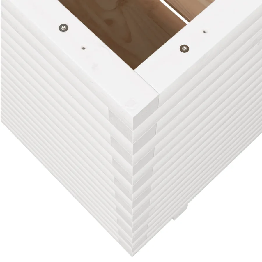 Jardinière blanc 70x70x72,5 cm bois de pin massif - 8