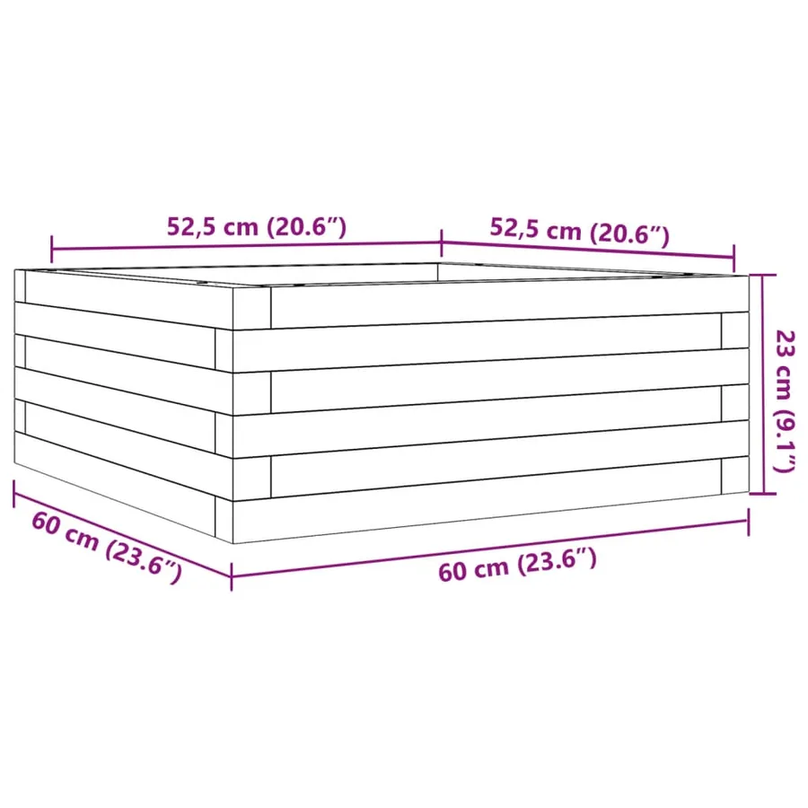 Jardinière blanc 60x60x23 cm bois de pin massif - 10