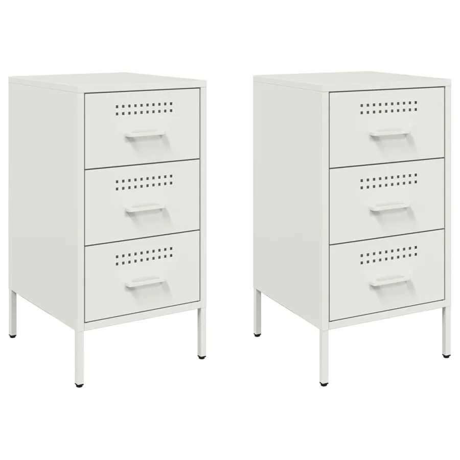 Tables de chevet 2 pcs blanc 36x39x68 cm acier - 2