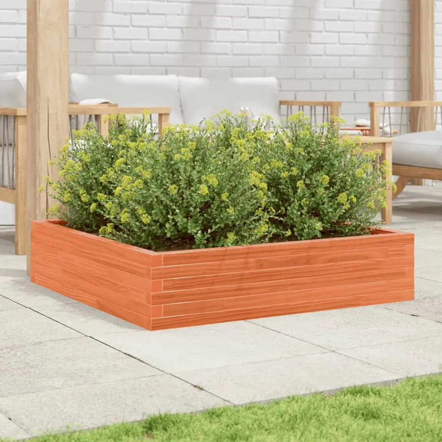 Jardinière cire marron 100x100x23 cm bois de pin massif - 3