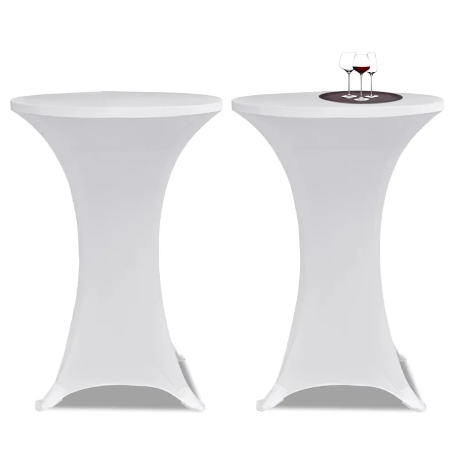 Housses élastiques de table Ø 80 cm Blanc 4 pcs - 2
