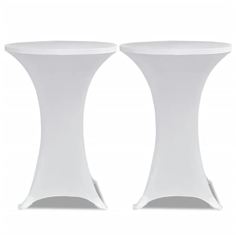 Housses élastiques de table Ø 80 cm Blanc 4 pcs - 3