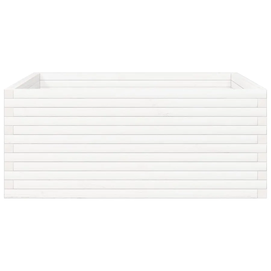 Jardinière blanc 110x110x46 cm bois de pin massif - 5