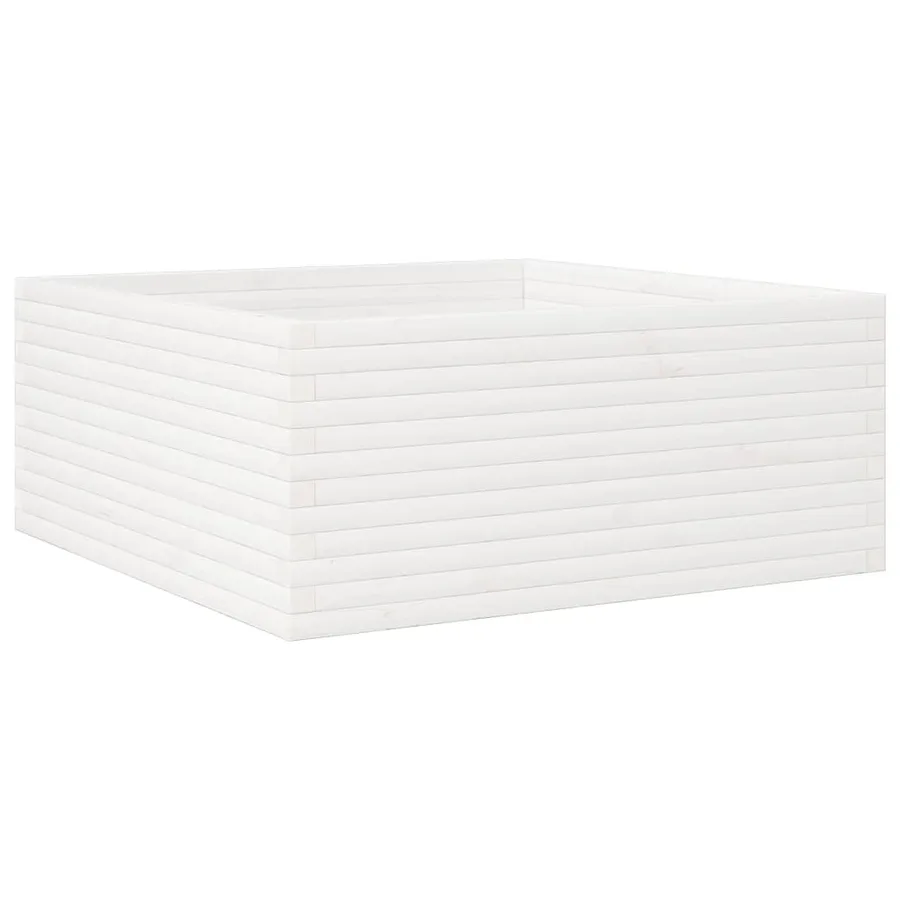 Jardinière blanc 110x110x46 cm bois de pin massif - 7