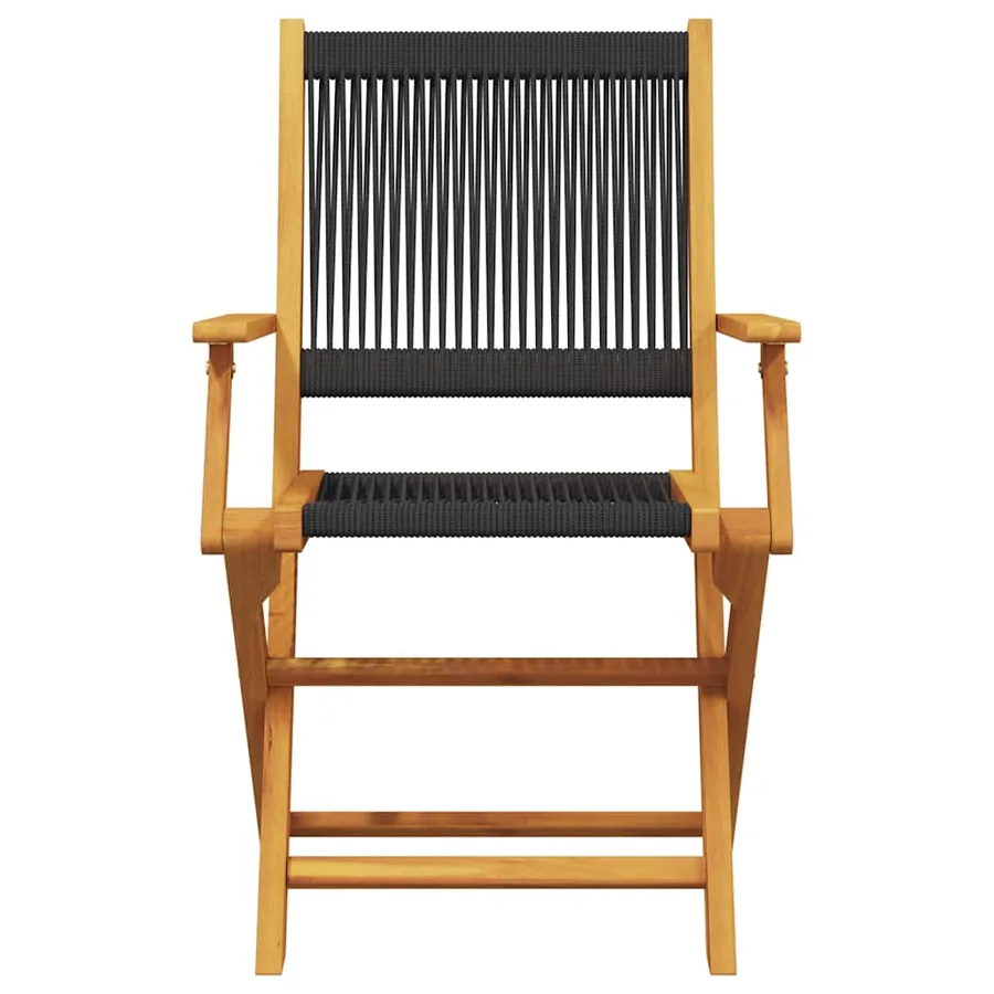 Ensemble de bistro 3 pcs noir polypropylène et bois massif - 4