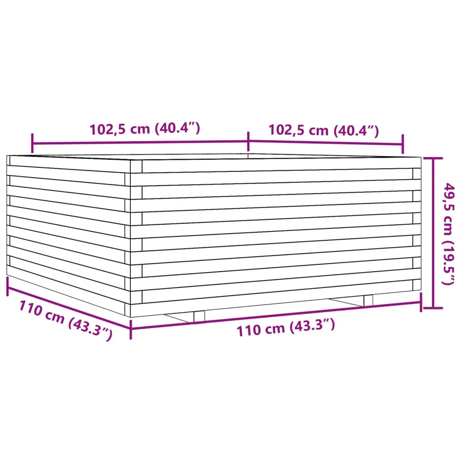 Jardinière blanc 110x110x49,5 cm bois de pin massif - 10