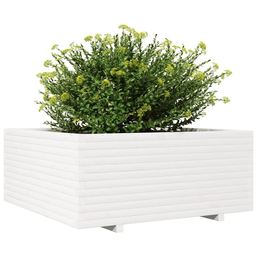 Jardinière blanc 110x110x49,5 cm bois de pin massif - 4