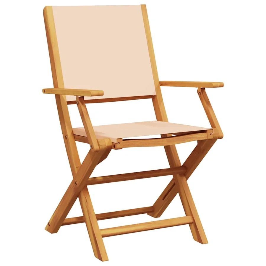 Ensemble de bistro 3 pcs beige tissu et bois massif - 5