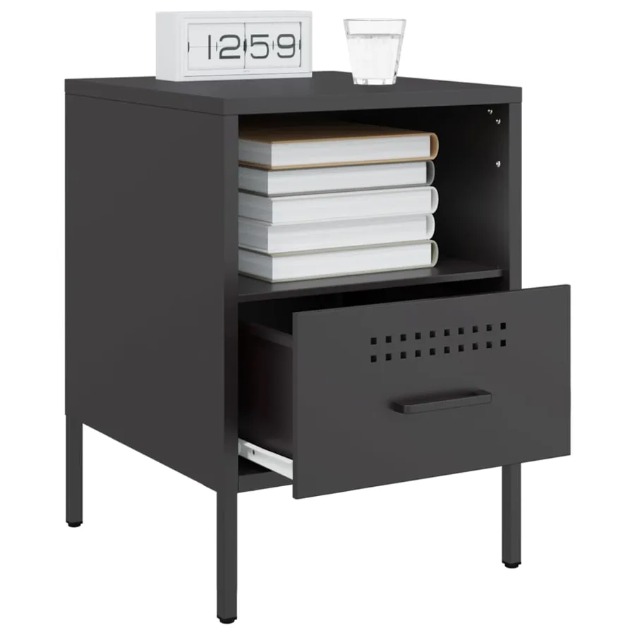 Table de chevet noir 36x39x50,5 cm acier - 5
