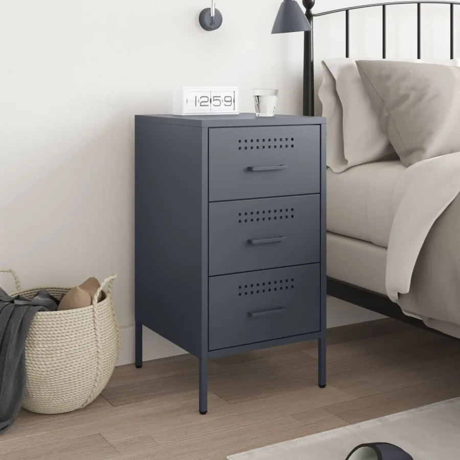 Table de chevet anthracite 36x39x68 cm acier - 3