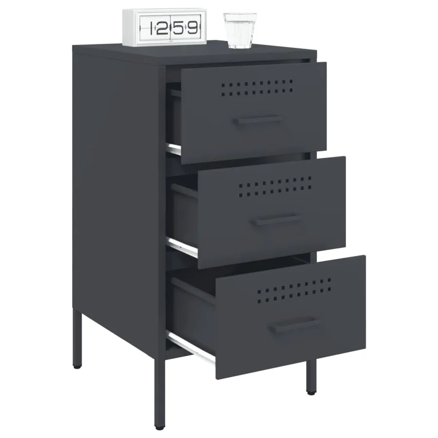 Table de chevet anthracite 36x39x68 cm acier - 4