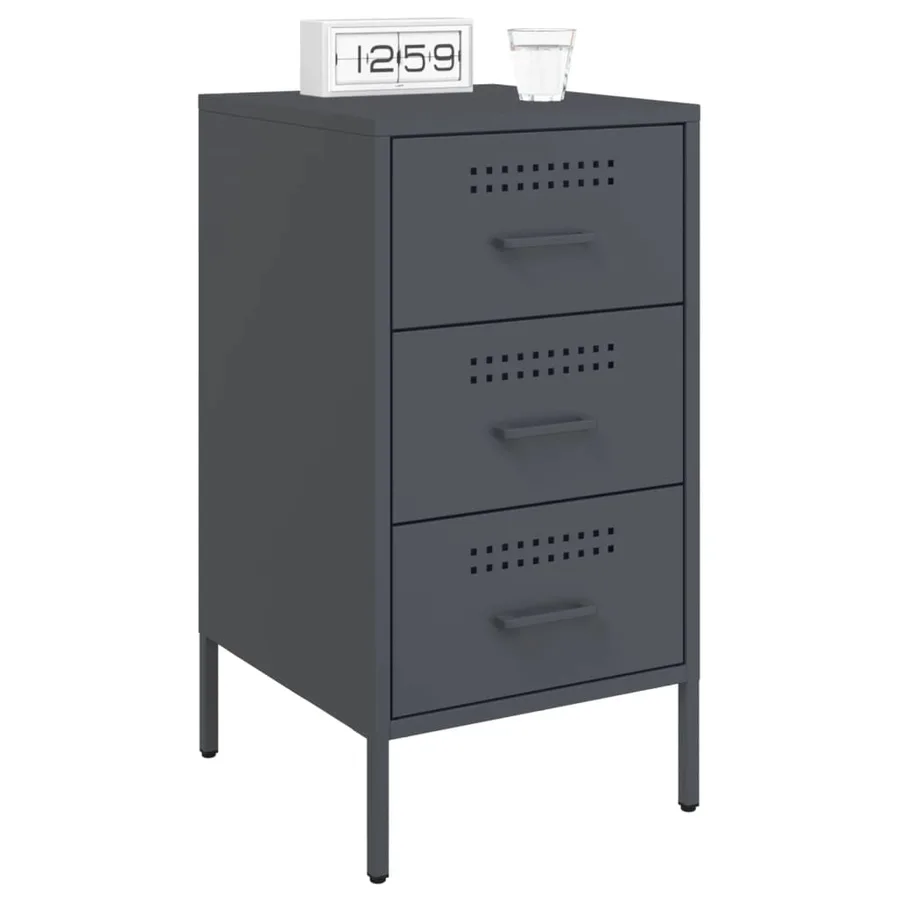 Table de chevet anthracite 36x39x68 cm acier - 5