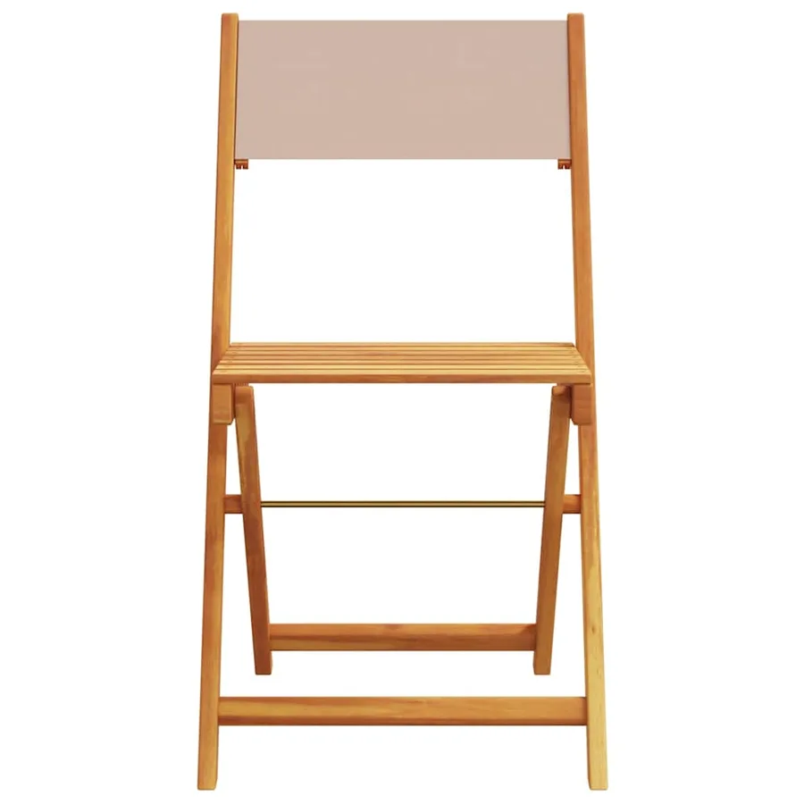 Chaises de jardin pliantes lot de 8 taupe tissu et bois massif - 4