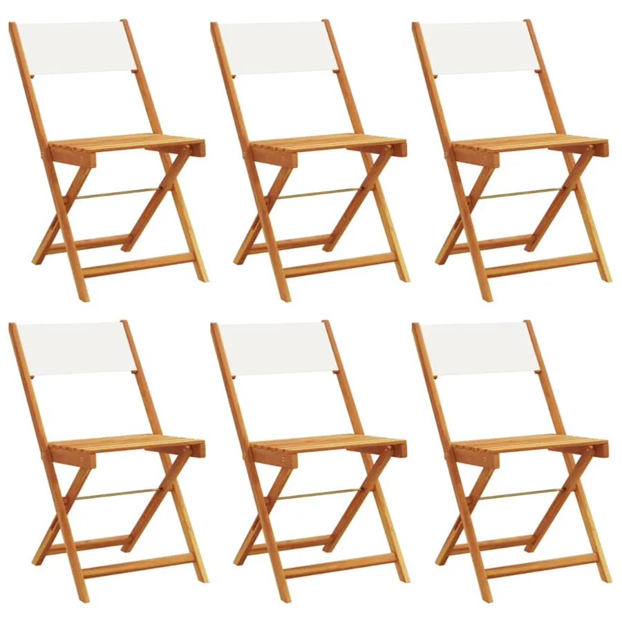 Chaises de jardin pliantes lot de 6 tissu et bois massif - 2