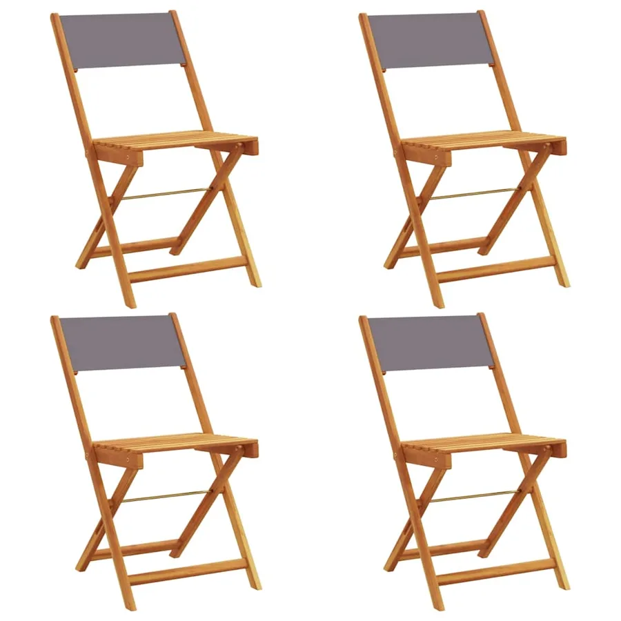 Chaises de jardin pliantes lot de 4 tissu et bois massif - 2