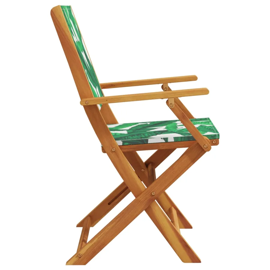 Chaises de jardin pliantes lot de 8 vert tissu et bois massif - 5