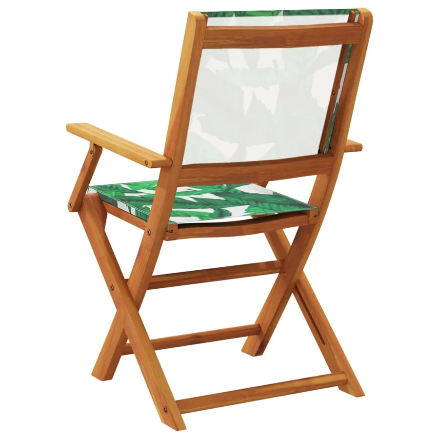 Chaises de jardin pliantes lot de 8 vert tissu et bois massif - 6