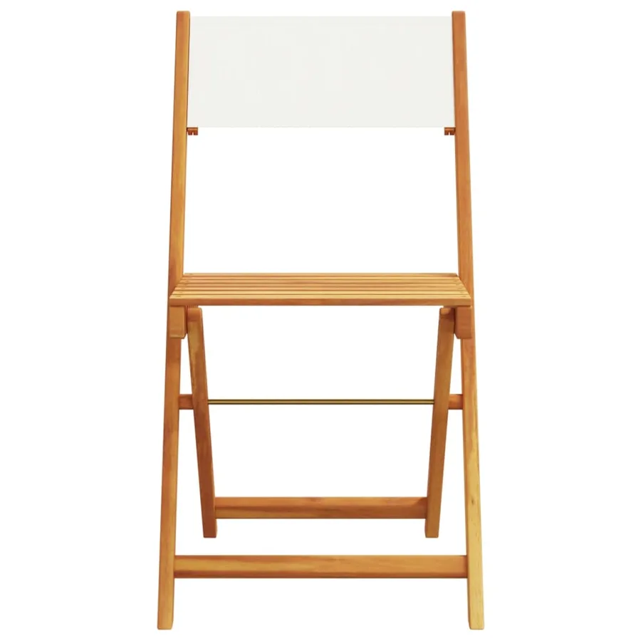 Ensemble à manger de jardin 5 pcs blanc crème tissu bois massif - 4