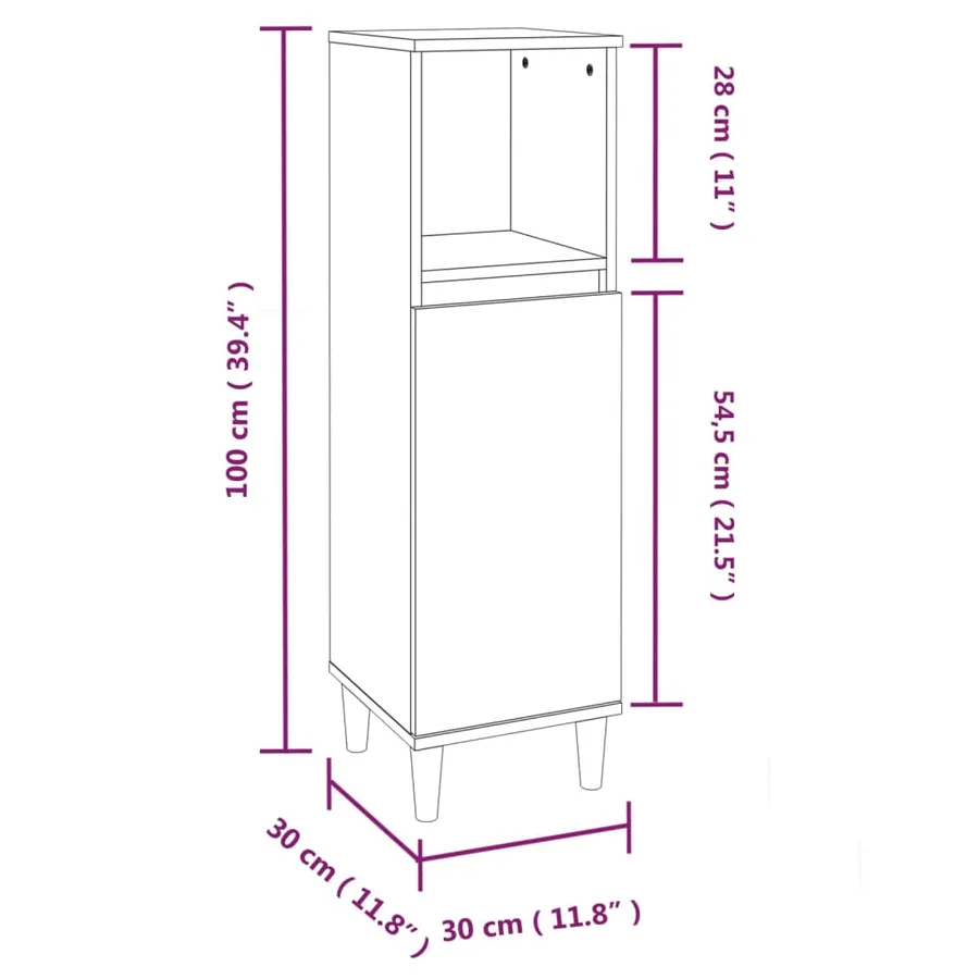 Armoire de salle de bain blanc 30x30x100 cm bois d'ingénierie - 11