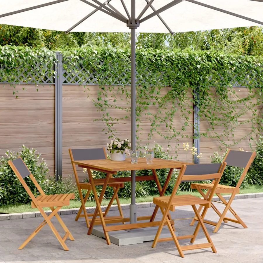 Ensemble à manger de jardin 5 pcs anthracite tissu bois massif