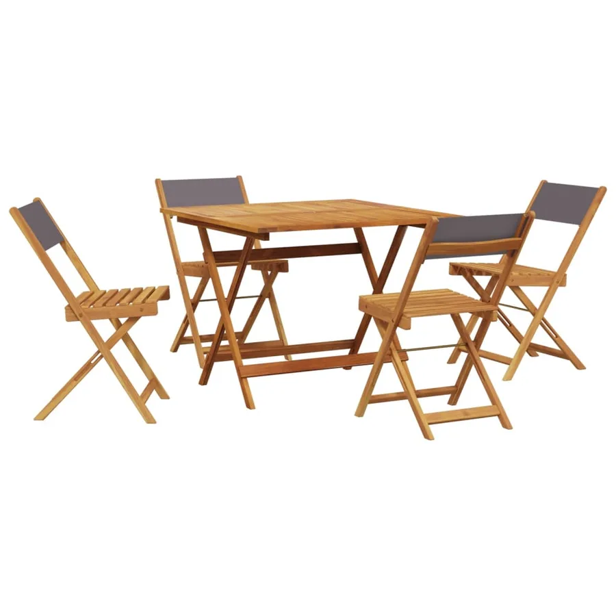 Ensemble à manger de jardin 5 pcs anthracite tissu bois massif - 2
