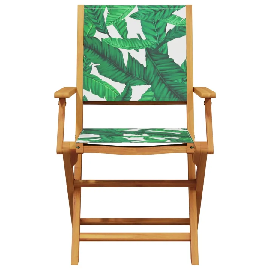 Ensemble à manger de jardin 5 pcs motif de feuilles tissu bois - 4