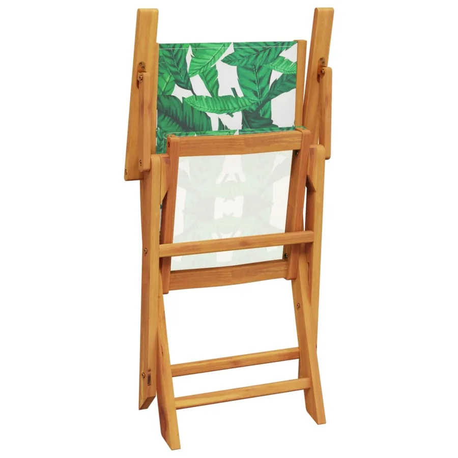 Ensemble à manger de jardin 5 pcs motif de feuilles tissu bois - 7