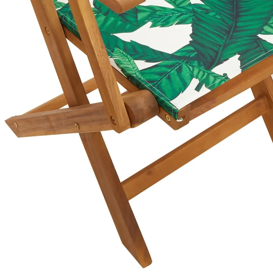 Ensemble à manger de jardin 5 pcs motif de feuilles tissu bois - 9