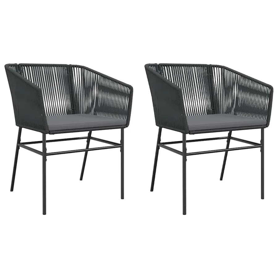 Chaises de jardin lot de 2 avec coussins noir résine tressée - 2
