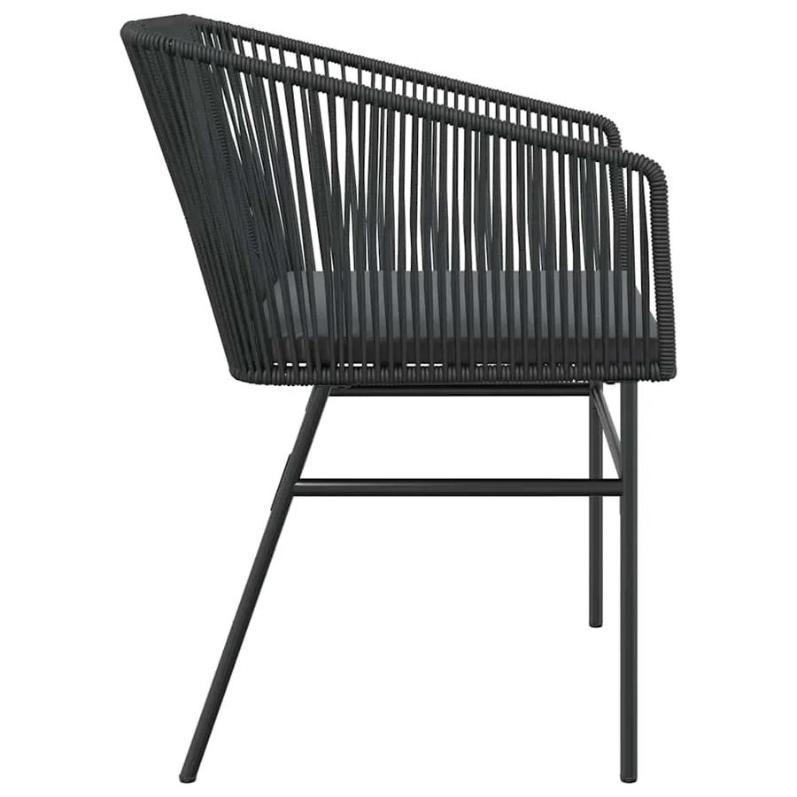 Chaises de jardin lot de 2 avec coussins noir résine tressée - 6