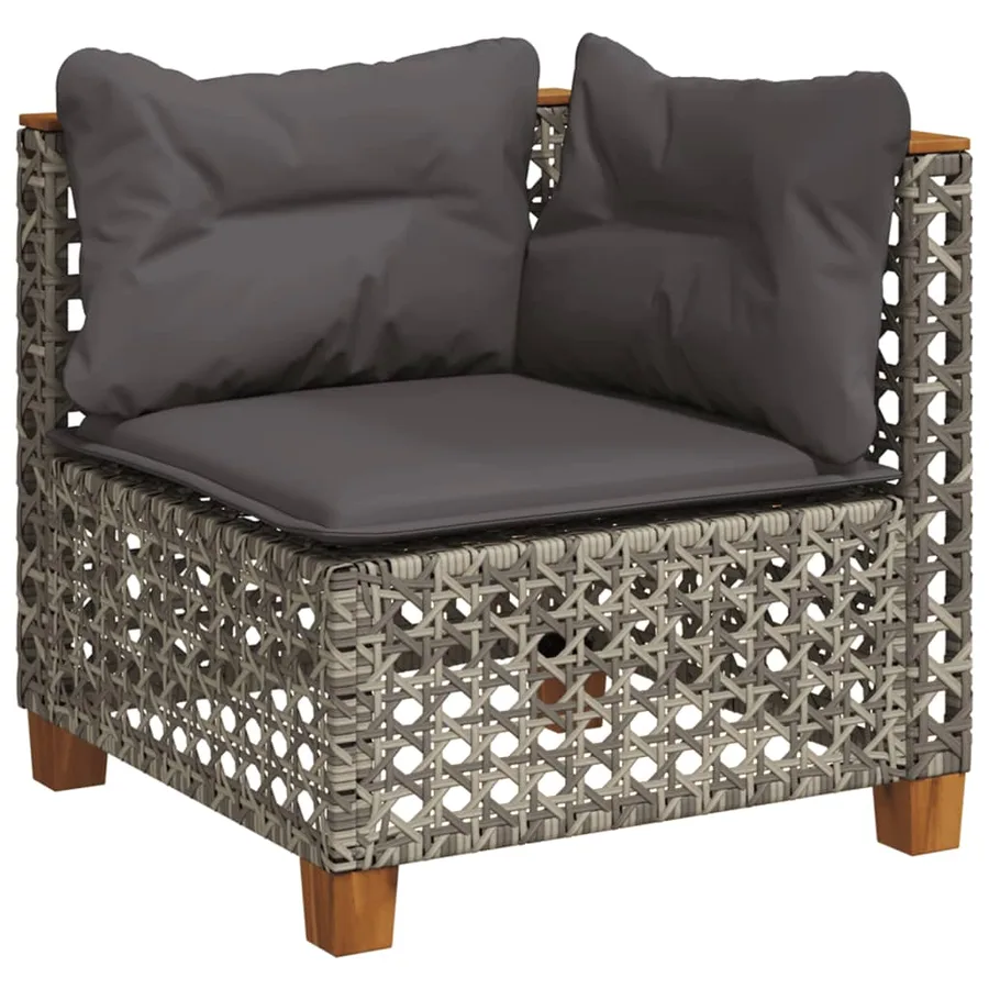 Salon de jardin avec coussins 7 pcs gris résine tressée - 5