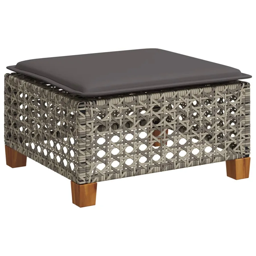 Salon de jardin avec coussins 7 pcs gris résine tressée - 6