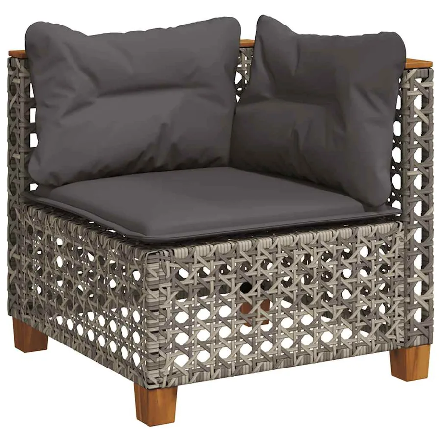Salon de jardin avec coussins 7 pcs gris résine tressée - 4