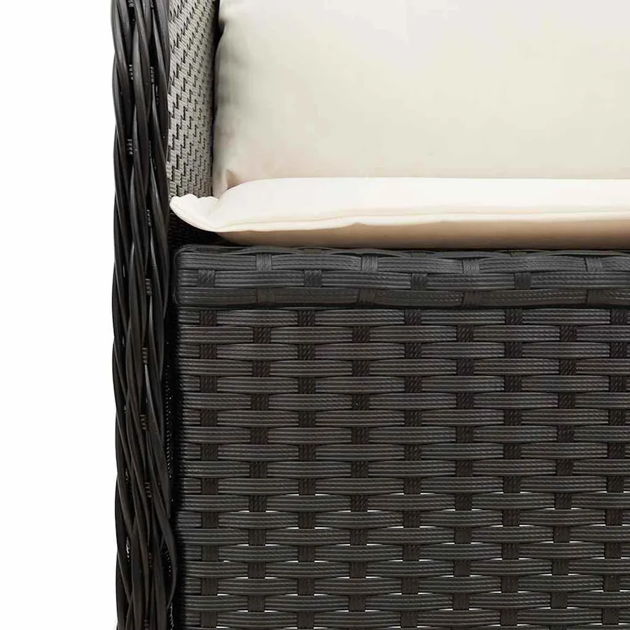 Banc inclinable de jardin avec coussins noir résine tressée - 8