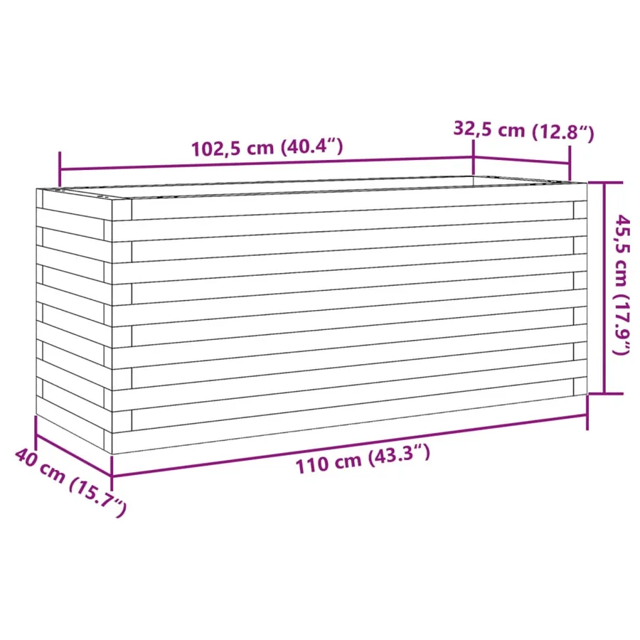 Jardinière 110x40x45,5 cm bois de pin massif - 10
