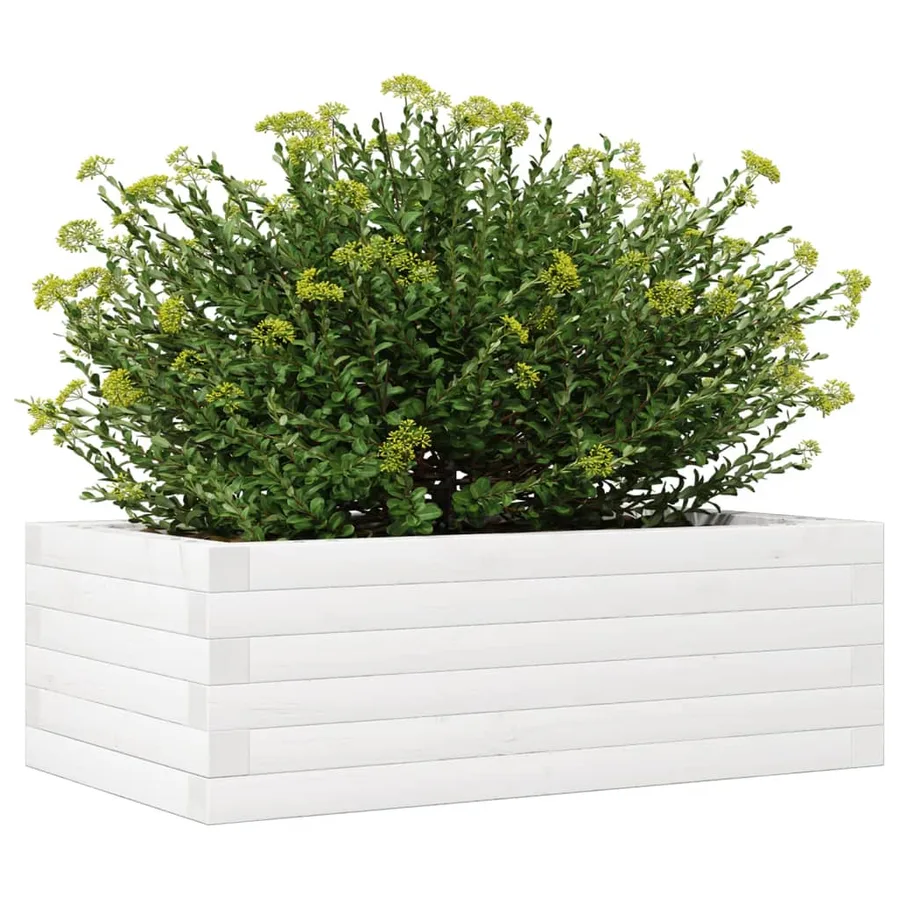 Jardinière blanc 70x40x23 cm bois de pin massif - 4